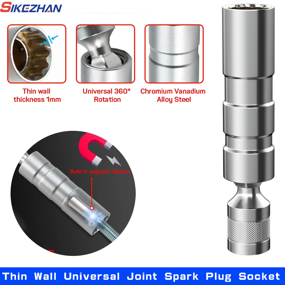 Spark Plug Socket Set - 16mm avec paroi mince magnétique Joint