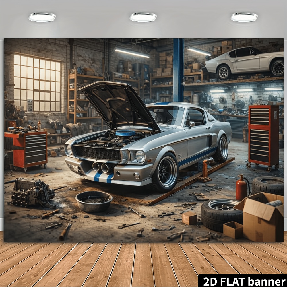 Tissu de fond 2D rétro pour at - Auto Repair Shop Background avis et prix