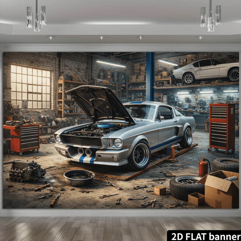 Tissu de fond 2D rétro pour at - Auto Repair Shop Background avis et prix