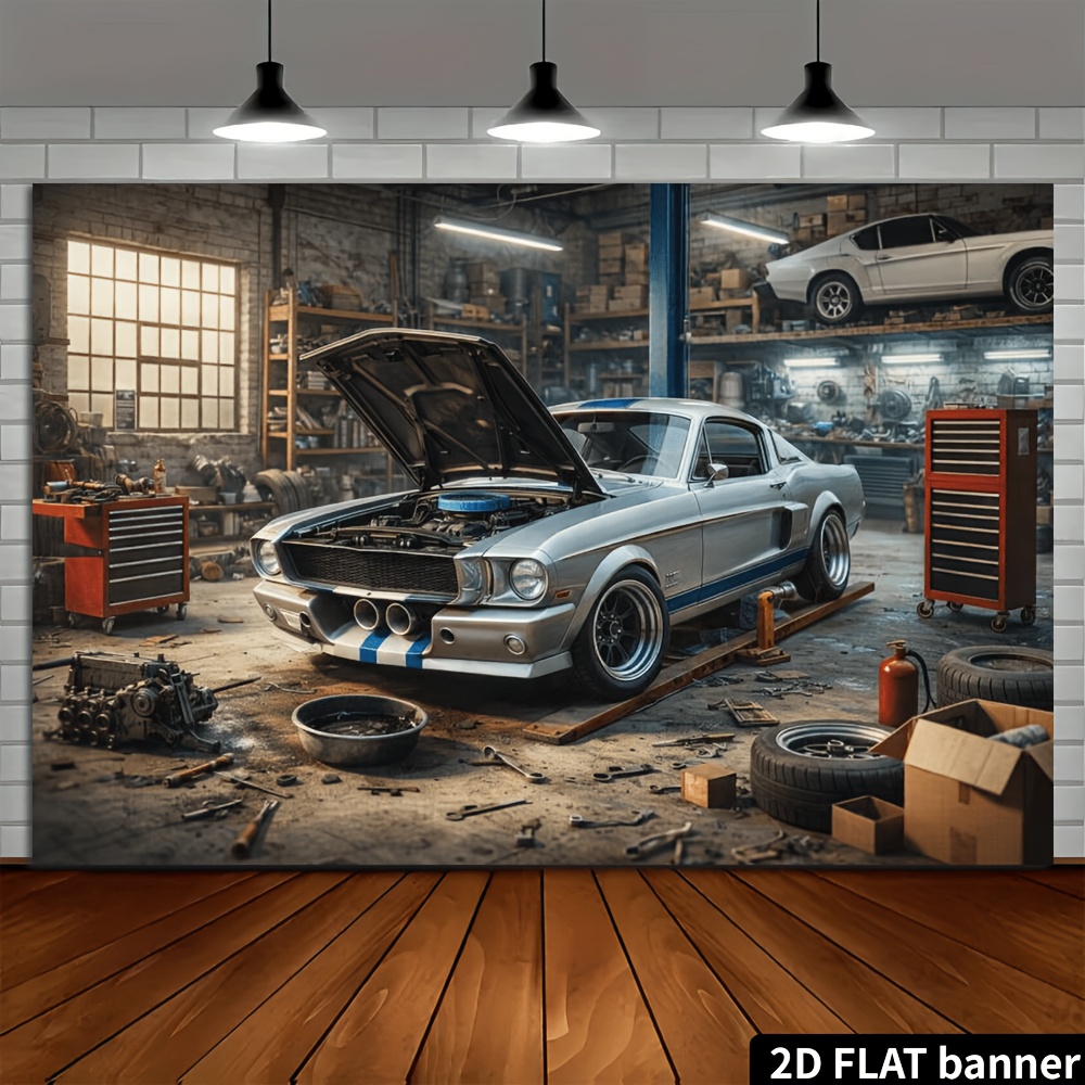 Tissu de fond 2D rétro pour at - Auto Repair Shop Background avis et prix
