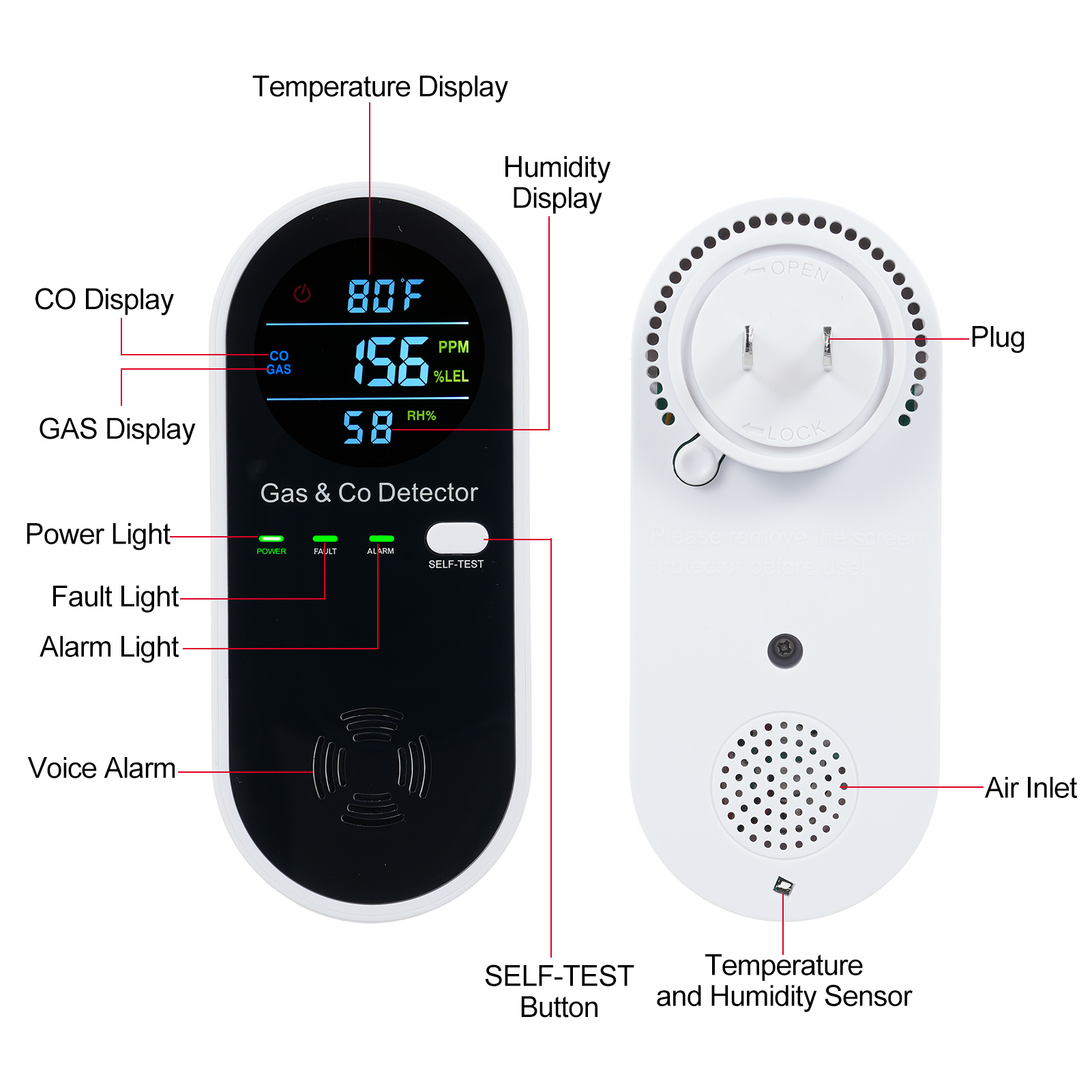 Alarme de moniteur de CO 4 en  - Smoke Leak Detector avis et prix